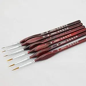 GUANGMING - 6Pcs Fine Detail Paint Brush Set Professional Artist Miniature Painting Brush 000 00 0 1 2 3 for Acrylic Watercolor Oil Face Nail Scale Model Painting