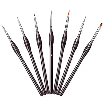 Amazon Basics Detail Paint Brush Set, Multi-shaped Nylon Paint Brushes for for Acrylic, Oil, Watercolor, Gouache, 7-Piece