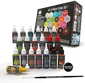 Grinning Gargoyle - Sci-Fi Paint Set - Acrylic Paints for Miniatures - 20x Assorted 18ml Colours with a Paint Brush - Army Painter Warpaints for Painting Space Marine and Aliens Figures (Core)