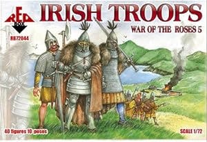 PLASTIC MODEL FIGURES War of the Roses 5. Irish troops 40 FIGURES IN 10 POSES 1/72 RED BOX 72044