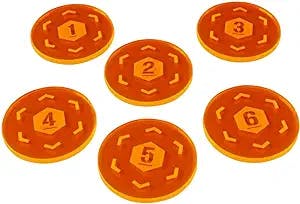 LITKO Objective Tokens Numbered 1-6 Compatible with WH: KT 2nd Edition, Fluorescent Orange (6)