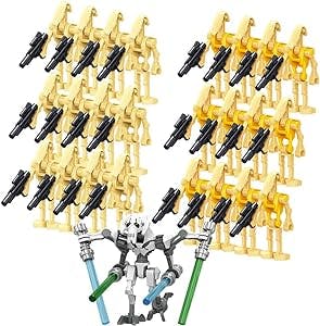 25 Pcs Pieces Minifigures Set, Pack Battle Droids with Weapons Set Building Blocks Action Figures 1.65 inch Figures Droids Boys Kids Gift Toys