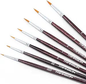 Transon Detail Model Paint Brushes 7pcs for Acrylic, Gouache, Oil, Tempera and Face Painting