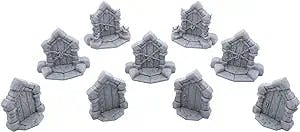 Epic Dungeon Doors by Makers Anvil, 3D Printed Tabletop RPG Scenery and Wargame Terrain for 28mm Miniatures