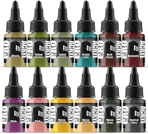 Monument Hobbies Pro Acryl Expansion Set #4 Acrylic Model Paints for Plastic Models - Miniature Painting, no-clog cap, comes loaded with glass agitator