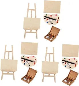 Toddmomy Wood Pcs Wooden Easel Drawing Board Chalkboard Easel for Kids Display Plastic Adults Miniature Oil Painting Set Mini Wooden Adornment Mini House Furniture Aldult Pen Micro Scene 12