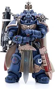 Pipigirl JoyToy × Warhammer Genuine License 1/18 Soldier Action Figures, 4inch Army Military Extreme Warrior Models Kits (Ultramarines Captain with Master-Crafted Heavy Bolt Rifle)