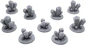 EnderToys Crystal Clusters, Terrain Scenery for Tabletop 28mm Miniatures Wargame, 3D Printed and Paintable
