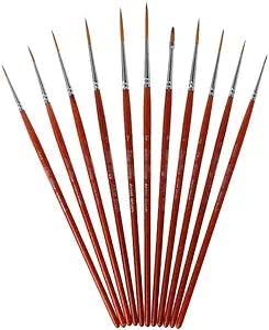 EDOSSA 11 pcs/Set Professional Detail Paint Brush Fine Pointed Tip Miniature Brushes for Acrylic Watercolor Oil Drawing Kits