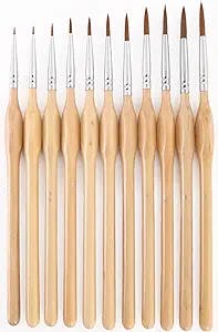 11Pcs Detail Paint Brushes Set, Miniature Brushes, Nylon Hair, Paint Brushes for Acrylic, Face, Nail, Watercolor, Detail Paint Brush with Natural Wood Handle, Great for Beginners and Professionals