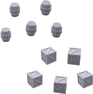 Crates and Barrels, 3D Printed Tabletop RPG Scenery and Wargame Terrain for 40mm Miniatures
