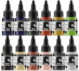 Monument Hobbies Pro Acryl Expansion Set #1 Acrylic Model Paints for Plastic Models - Miniature Painting, no-clog cap, comes loaded with glass agitator