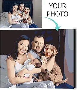 VATO Photo to Custom DIY Paint by Numbers for Adults,Your Own Private Picture Personalized Customized PBN, No Frame (16" x 20")
