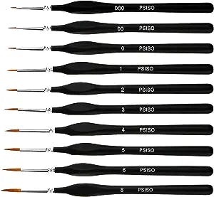 10 PCS Miniature Paint Brushes Kit, Fine Detail Painting Brush Micro Professional Tiny Paints Brush Set for Watercolor, Oil, Face, Acrylic, Nail, Line Drawing, Scale Model Painting, by PSISO
