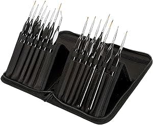 CZDYUF 15Pcs Detail Paint Brush Set Miniature Painting Brushes Kit Professional Mini Fine Paint Brushes Set with Carrying Case
