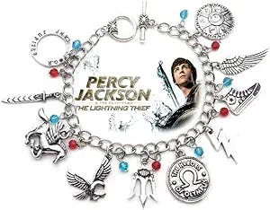 Blue Heron Percy Jackson 10 Logo Charms Toggle Clasp Bracelet w/Gift Box