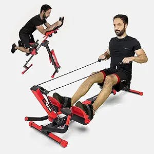 Yonxuleo 3-in-1 Foldable Rowing and Ab Machine with LCD Monitor for Full Body Workout,Rowing&Abdominal Trainers AB Workout Machine Home Gym Fitness Equipment
