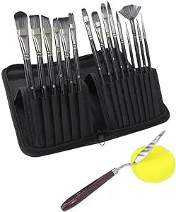 Paint Brushes Set, with 15Pcs Artist Oil Paint Brushes for Doll, Airplanes, War Hammer 40K, Paint by Numbe, Miniatures, Crafts, Rock, Leather, Includes Pop Up Carrying Case, Palette Knife and Sponge
