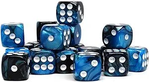 25 Count Pack of 12mm D6 Dice - Matching Collection of 6 Sided Dice with Pips (Black Ice)