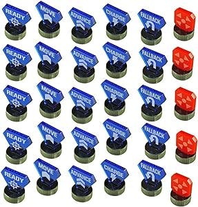 LITKO Combat Mega-Marker Set Compatible with WH:KT, Translucent Blue & Red (30)