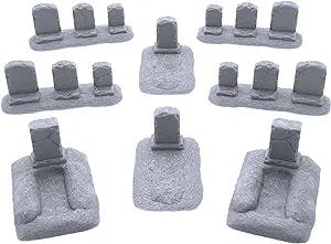 Weathered Tombstones, 3D Printed Tabletop RPG Scenery and Wargame Terrain for 28mm Miniatures