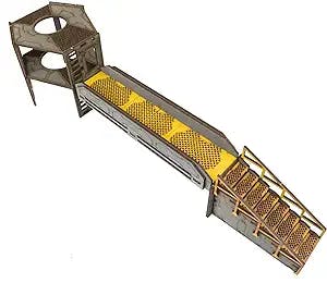 War World Gaming Industry of War Extendable Bridge & Tower with Stairway – Pre-Painted – 28mm Sci-Fi Wargaming Terrain Model Diorama Scenery Sci-Fi Battle Tabletop Warfare Destroyed Wargame