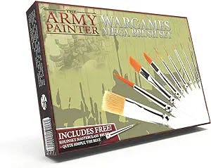 The Army Painter Mega Brush Set - Miniature Small Paint Brush Set with 10 Acrylic Paint Brushes - Kolinsky Masterclass Sable Hair Model & Fine Detail Paintbrush for Watercolor Oil Painting Miniatures