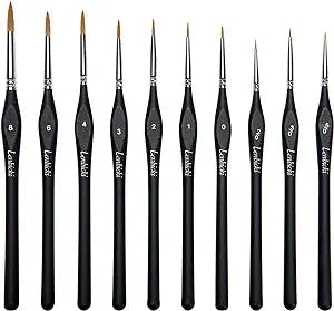 Micro Detail Paint Brush Set, 10pcs Small Miniature Fine Paint Brushes for Acrylic Painting, Miniature Detailing ,Figures, Models, Oil, Watercolor, Citadel Paint, Warhammer 40K&Line Drawing (Black)