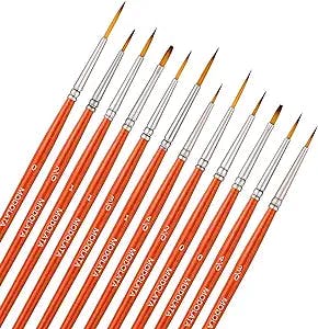 Fine Detail Brushes for Miniatures - 12 Pieces Model Paint Brushes for Acrylic, Watercolor - Airplane Kits, Ceramic, Plastic Model, Warhammer 40k