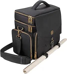 ENHANCE Tabletop DND Bag - RPG Adventurer's Dungeons and Dragons Accessories Bag with Miniatures Storage, Mat Holder, DND Dice & Token Pockets, Fits 4-8 Books, DM's Guide, Player's Handbook (Black)