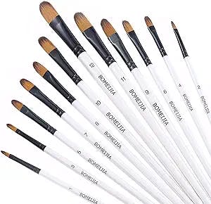GETHPEN Filbert Paint Brushes Set, 12 PCS Artist Brush for Acrylic Oil Watercolor Gouache Artist Professional Painting Kits with Synthetic Nylon Tips