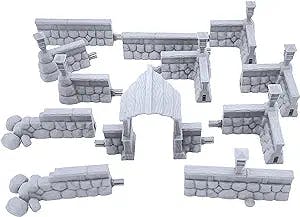 Fishers Village Walls by Makers Anvil, 3D Printed Tabletop RPG Scenery and Wargame Terrain 28mm Miniatures