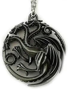 J&C Game of Thrones Brushed Metal Targaryen Logo 18" Necklace in Gift Box Family Owned
