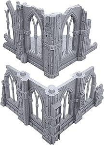 Gothic Sci-Fi Ruins by Terrain4Print (Set B), 3D Printed Tabletop RPG Scenery and Wargame Terrain for 28mm Miniatures