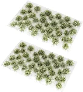 78 Pcs Melting Snow Static Grass Tufts Model Grass Tufts Artificial Grass Miniature Railway War Gaming Scenery Railroad Modelling Diorama Miniature Hobby Tabletop (Green)