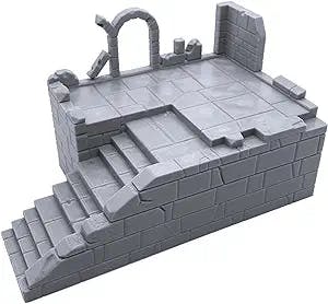 Brick Staircase, Terrain Scenery for Tabletop 28mm Miniatures Wargame, 3D Printed and Paintable, EnderToys