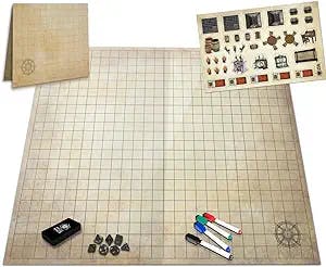 The Ultimate Battle Grid Game Board - 23x27 - Dry Erase Square & Hex RPG Miniatures Mat - Tabletop Role-Playing Dice Map - Portable Reusable Dragons Gaming Dungeon