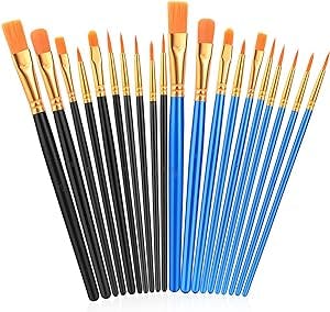 Acrylic Paint Brush Set, 2 Packs/20 pcs Watercolor Brushes Painting Brush Nylon Hair Brushes for All Purpose Oil Watercolor Painting Artist (Black and Blue)