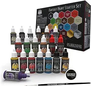 Grinning Gargoyle Fantasy Paint Set - The Army Painter Paints for Roleplaying Tabletop Figure - 20x Acrylic Paints and a Paint Brush - Unique Warpaints for Miniature Model Hobby Painting (Starter)