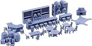 Tavern Bar Furniture Set DND Terrain 28mm: The Perfect Addition to Your Tab