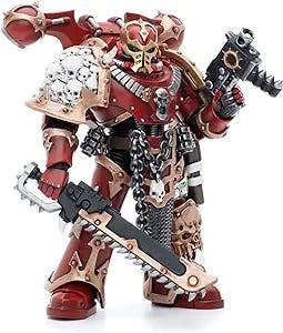 Pipigirl JoyToy × Warhammer 40K Genuine License 1/18 Soldier, Chaos Space Marines Crimson Slaughter, 4inch Army Military Extreme Warrior Models Action Figures Kits (Brother Maganar)