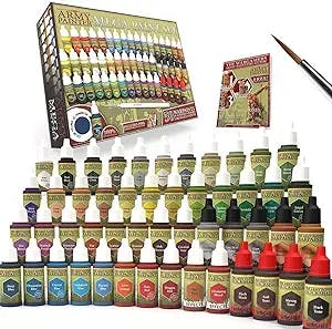 The Army Painter Miniature Painting Kit with Wargamer Regiment Miniatures Paint Brush - Miniature Paint Set for Miniature Figures, 50 Nontoxic Model Paints - Mega Paint Set of 3
