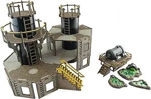 War World Gaming Industry of War Refinery 1, Fuel Terminal & Cess Pits – Pre-Painted – 28mm Sci-Fi Wargaming Terrain Model Diorama Scenery Battle Tabletop Warfare Destroyed Wargame RPG