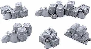 Cargo Piles by Printable Scenery, 3D Printed Tabletop RPG Scenery and Wargame Terrain for 28mm Miniatures