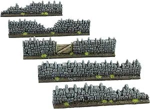 War World Gaming Damaged Fantasy Resin Walls (Set of 10) – Wargaming Tabletop Terrain Scenery Landscape Model Miniatures Diorama Wall Cover Accessory