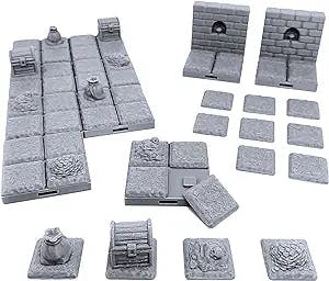 Locking Dungeon Tiles - Treasure Tiles, Terrain Scenery Tabletop 28mm Miniatures Role Playing Game, 3D Printed Paintable, EnderToys