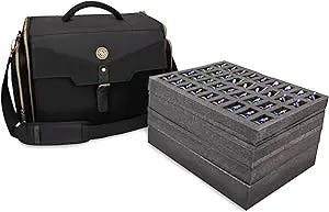 ENHANCE Portable Miniature Figure Storage & Carrying Case - 4 Foam Layers fits 108 Infantry Minis & Pick & Pluck for Large Figures - Book Sleeve & 2 Accessory Pockets for Measuring Tape, Dice & More