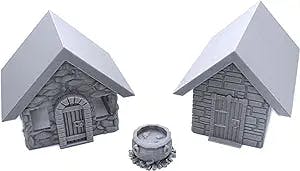 EnderToys Stone Houses, Terrain Scenery for Tabletop 28mm Miniatures Wargame, 3D Printed and Paintable