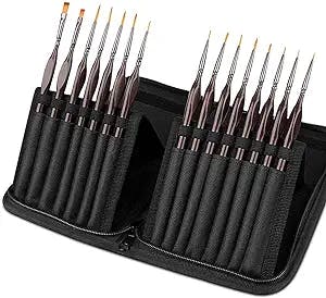 SXDS Detail Paint Brush Set,15Pcs Miniature Painting Brushes Kit,Professional Mini Fine Paint Brushes Set