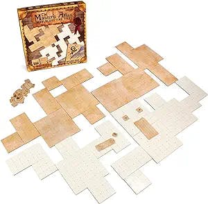 Stratagem The Master's Atlas Grid Tiles-Reversible Dry Wet Erase Battle Map for 3D DND-RPG Tabletop RPG Scenery-Dungeons Dragons Pathfinder- Tabletop Grid| Blank/Parchment - 44 Tiles & 48 Tokens